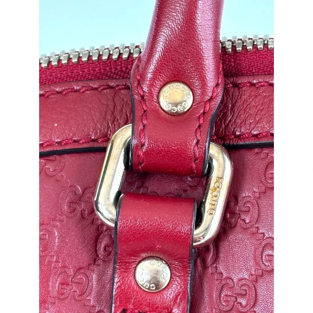 Gucci Microguccissima Red Leather Dome Satchel Bag Gold Hardware 449663